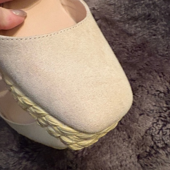 LOFT Cream and Yellow Wedge Espadrilles with Ankle Ties - Picture 5 of 7